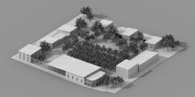 Maquette blanche d'un ensemble activités et bureaux à Carrières-sous-Poissy