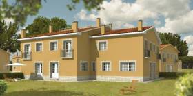 Groupe Prolar . Perspective de pavillons formant partie d'un ensemble de logements à Cadalso de los Vidrios - Madrid . Espagne