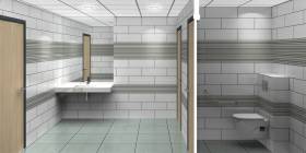 Oficina para la empresa CGOS París . Vista de los aseos