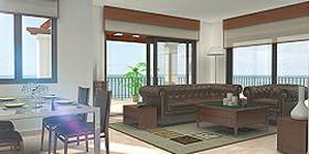 Conjunto residencial La Alcaidesa Portofino . Vista del salón y comedor de un atico tipo