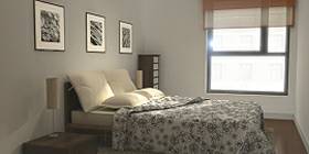 Piso tipo de un edificio de viviendas en Ružomberok Eslovaquia . Vista de un dormitorio