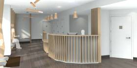 Laboratorio de radiología en Trappes Francia . Vista de la recepción