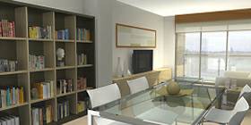 Piso tipo de un conjunto de viviendas en Valladolid . Vista del Salón y comedor