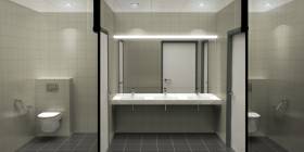 Edificio de oficinas en Viroflay Francia . Vista de los aseos