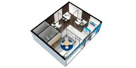 Banco eslovaco OBB . Vista en seccionado de un prototipo de succursal