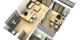 Edificio de oficinas en Ventorro del Cano Madrid . Vista en seccionado un despacho tipo