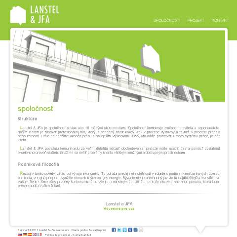 web de la promotora eslovaca Lanstel